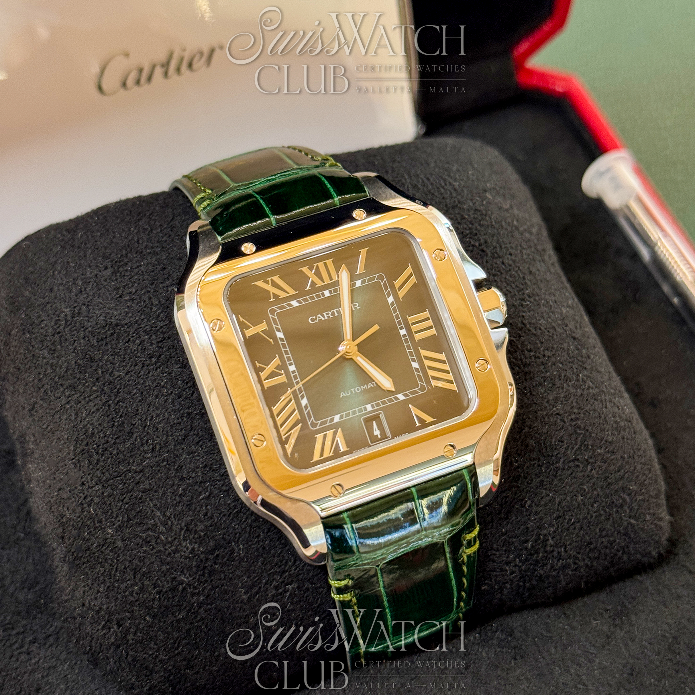 luxury watch with leather strap
